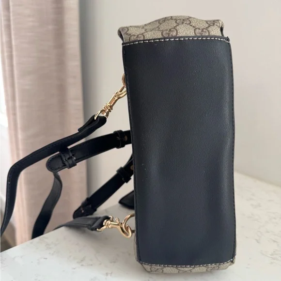 Inspired Black and Tan Backpack with Monogram Design - Picture 13 of 13